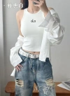 A new early autumn letter-embroidered I-shaped back sporty and casual yoga top with a chest cushion and high collar to prevent exposure Application Scenario